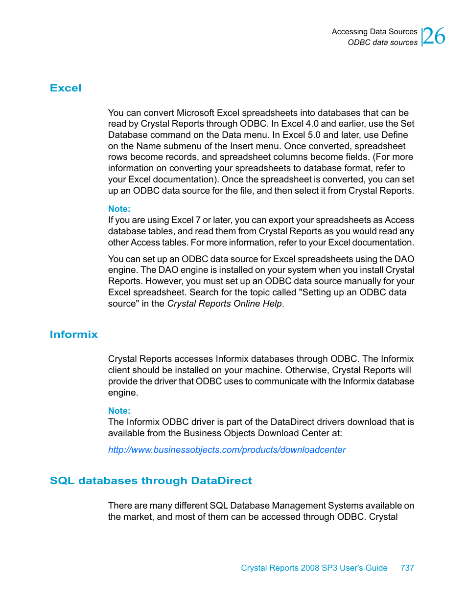 Excel, Informix, Sql databases through datadirect | HP Intelligent Management Center Standard Software Platform User Manual | Page 737 / 814