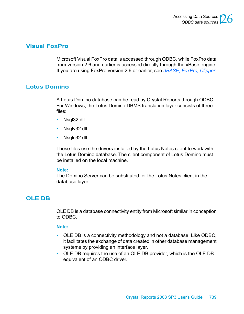 Visual foxpro, Lotus domino, Ole db | HP Intelligent Management Center Standard Software Platform User Manual | Page 739 / 814