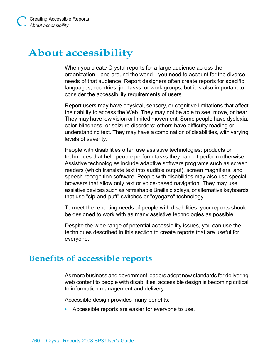 About accessibility, Benefits of accessible reports | HP Intelligent Management Center Standard Software Platform User Manual | Page 760 / 814