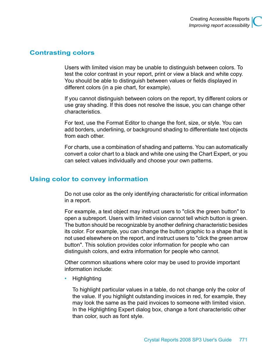 Contrasting colors, Using color to convey information | HP Intelligent Management Center Standard Software Platform User Manual | Page 771 / 814