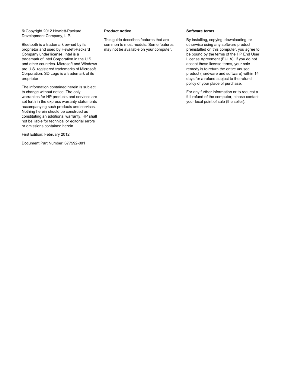 HP Pavilion g4-2149se Notebook PC User Manual | Page 2 / 100