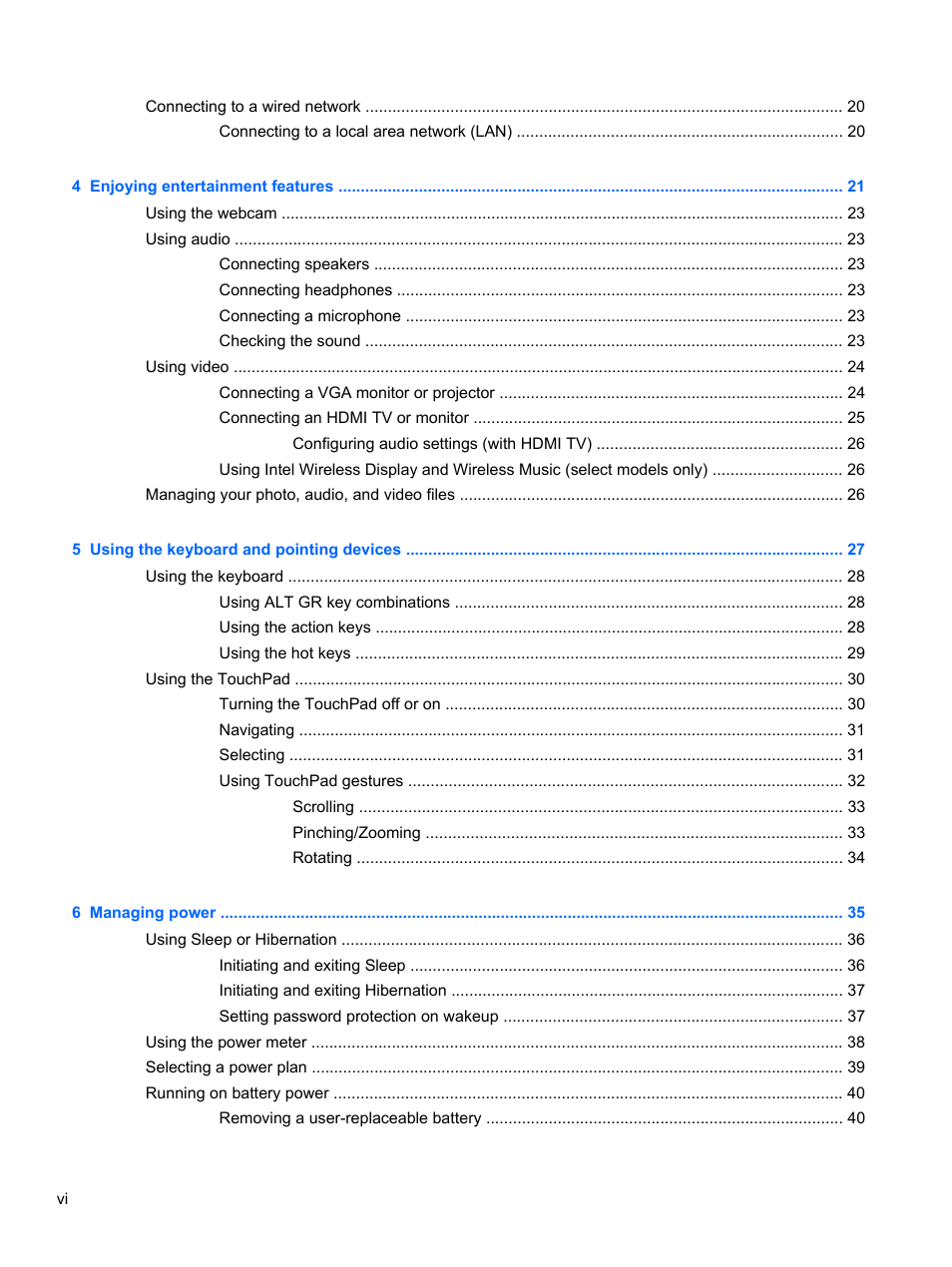 HP Pavilion g4-2149se Notebook PC User Manual | Page 6 / 100