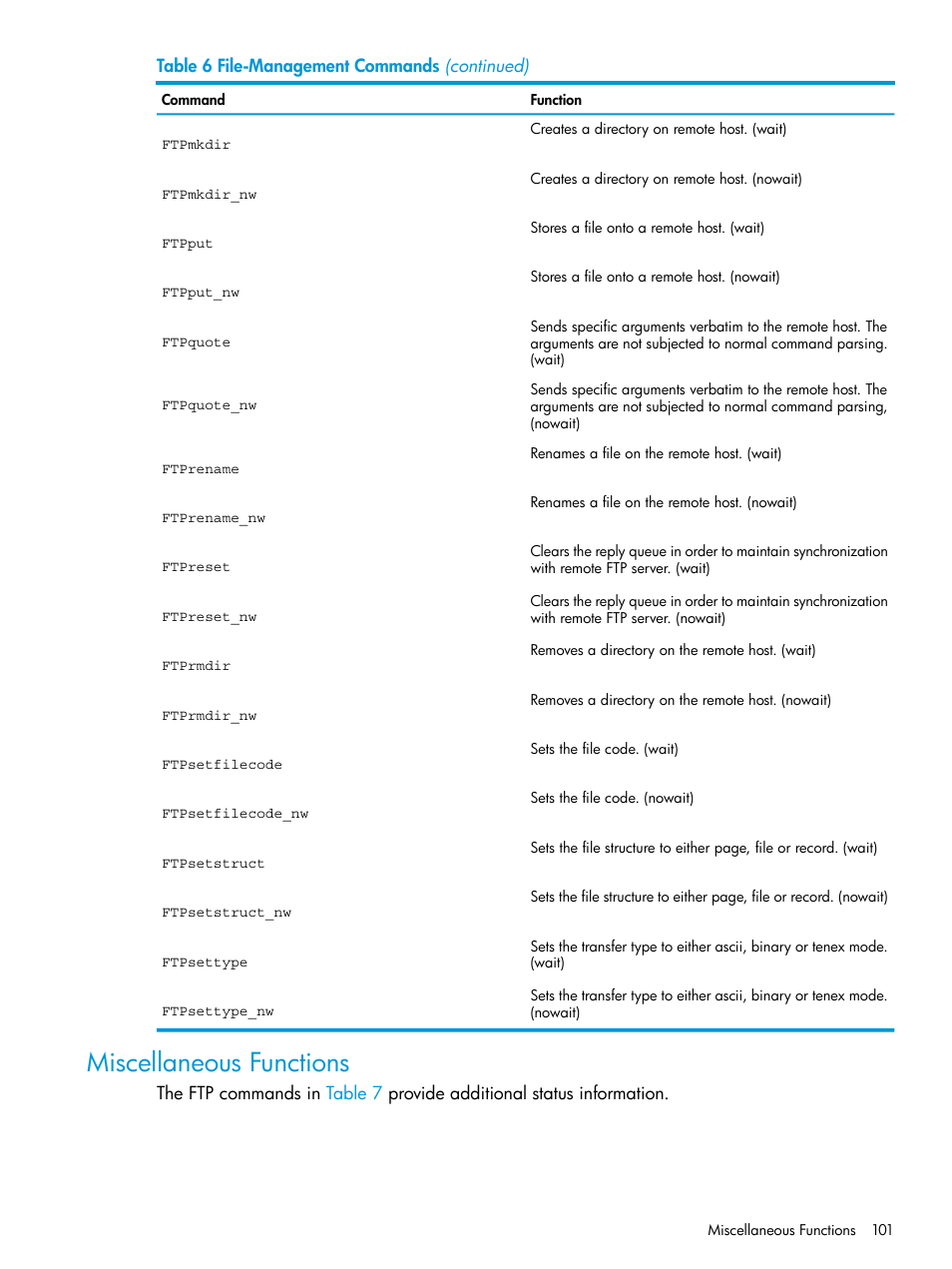Miscellaneous functions | HP Integrity NonStop H-Series User Manual | Page 101 / 200