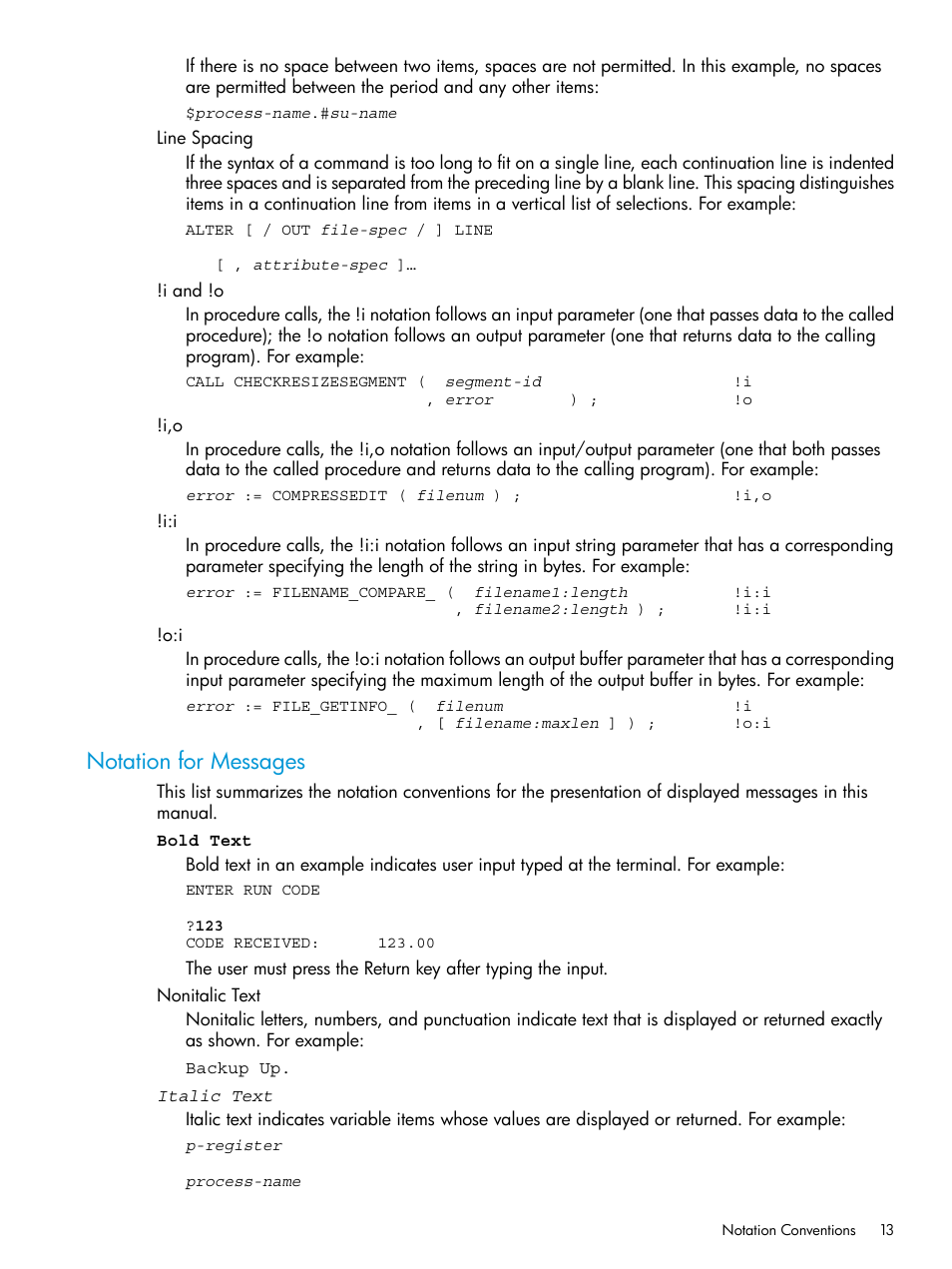 Notation for messages | HP Integrity NonStop H-Series User Manual | Page 13 / 200