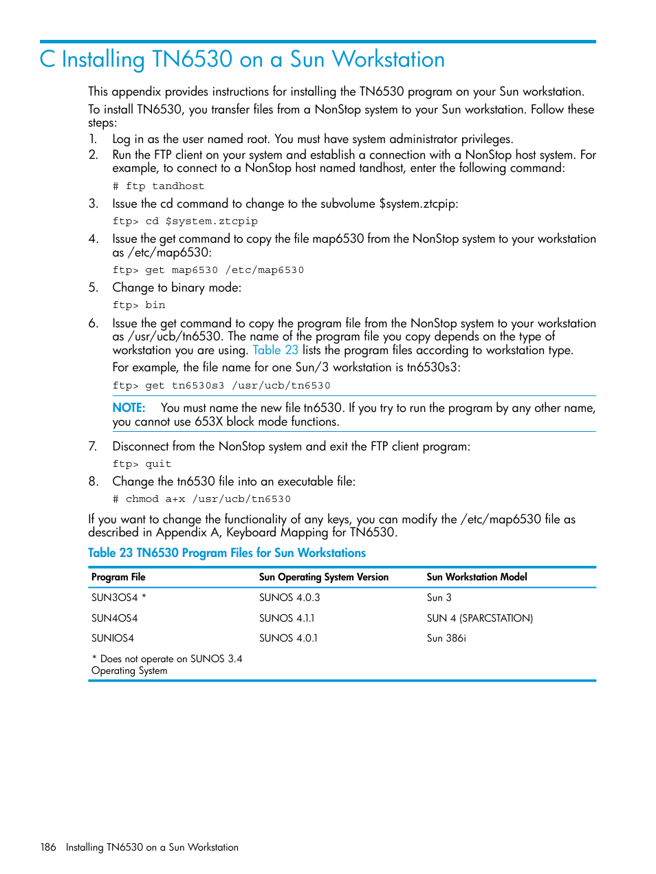 C installing tn6530 on a sun workstation | HP Integrity NonStop H-Series User Manual | Page 186 / 200