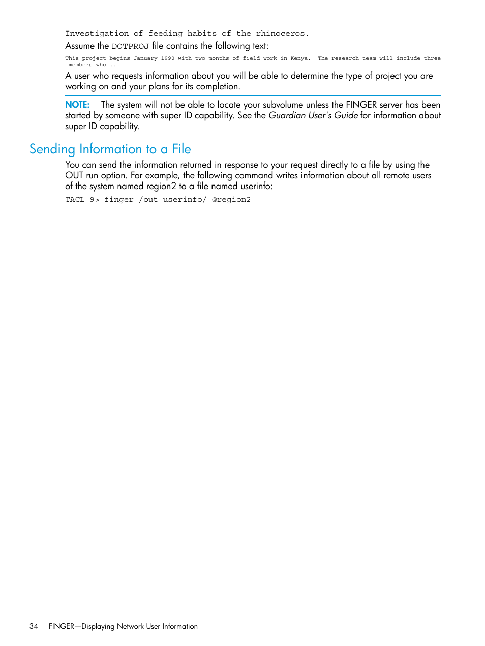 Sending information to a file | HP Integrity NonStop H-Series User Manual | Page 34 / 200