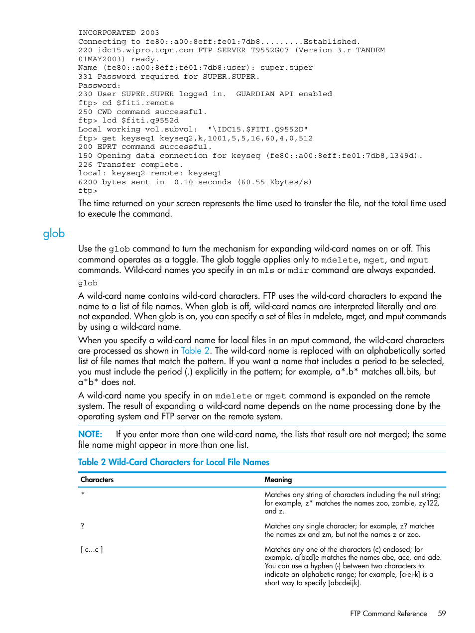 Glob | HP Integrity NonStop H-Series User Manual | Page 59 / 200