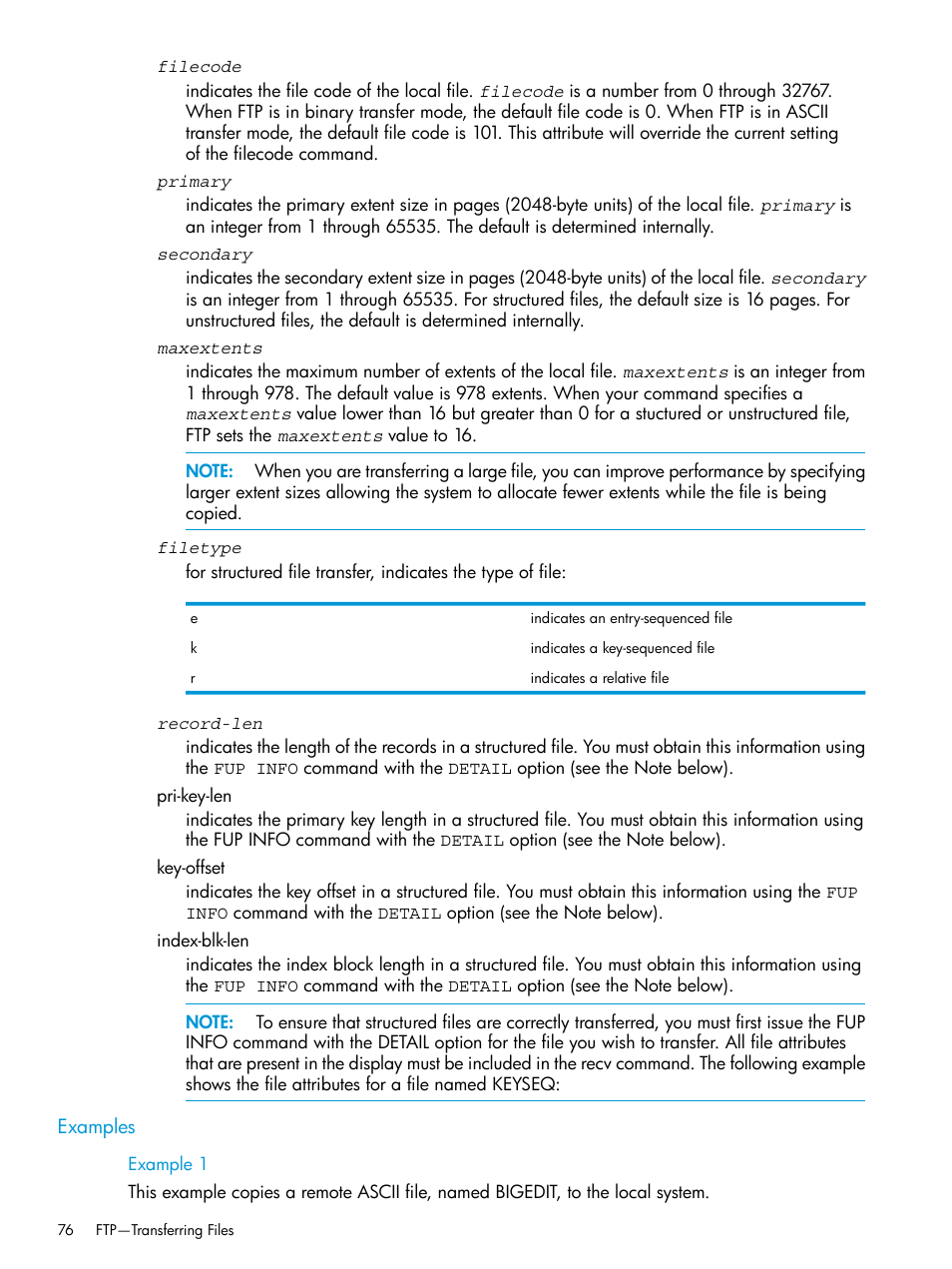 Examples, Example 1 | HP Integrity NonStop H-Series User Manual | Page 76 / 200