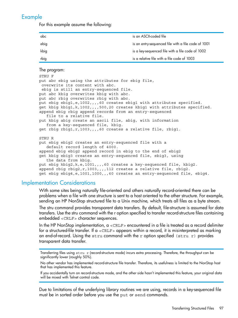 Example, Implementation considerations, Example implementation considerations | HP Integrity NonStop H-Series User Manual | Page 97 / 200