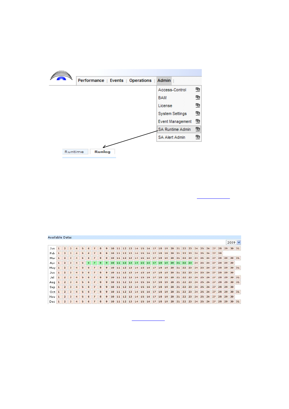 2-2 runlog admin, Figure 3-23 runlog admin, Figure 3-24 runlog calendar | Runtime log, R day, the, Runlog calendar, Marks the correspon | HP Integrity NonStop H-Series User Manual | Page 42 / 114