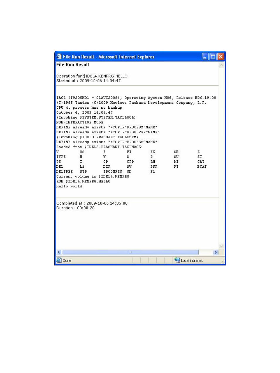 Figure 4-57 command – run results | HP Integrity NonStop H-Series User Manual | Page 74 / 114