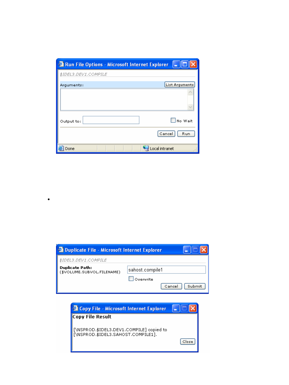 Figure 4-58 command – run file options, Figure 4-59 command - duplicate | HP Integrity NonStop H-Series User Manual | Page 75 / 114