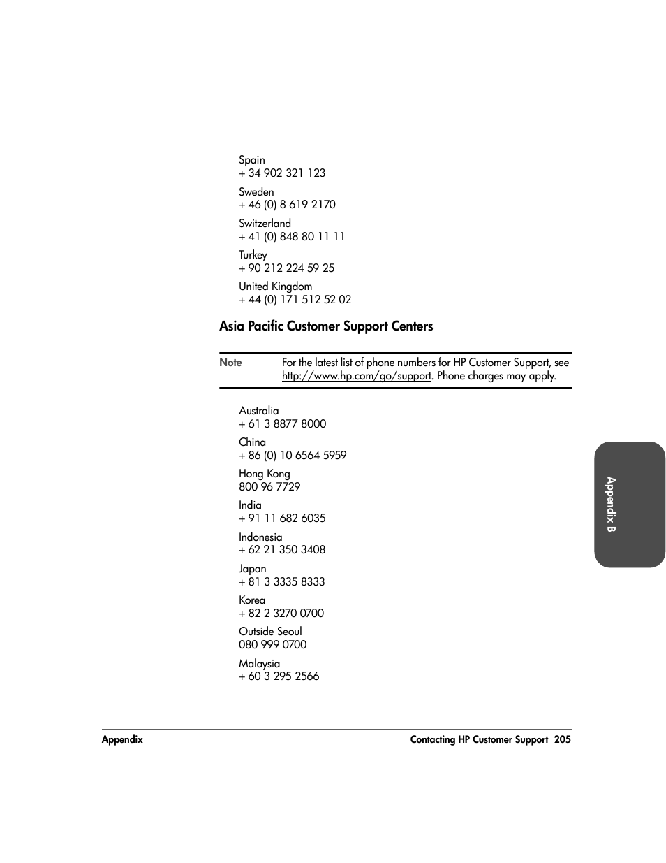 Asia pacific customer support centers, Asia pacific customer support centers 205 | HP Surestore 10.100 Tape Library User Manual | Page 207 / 238