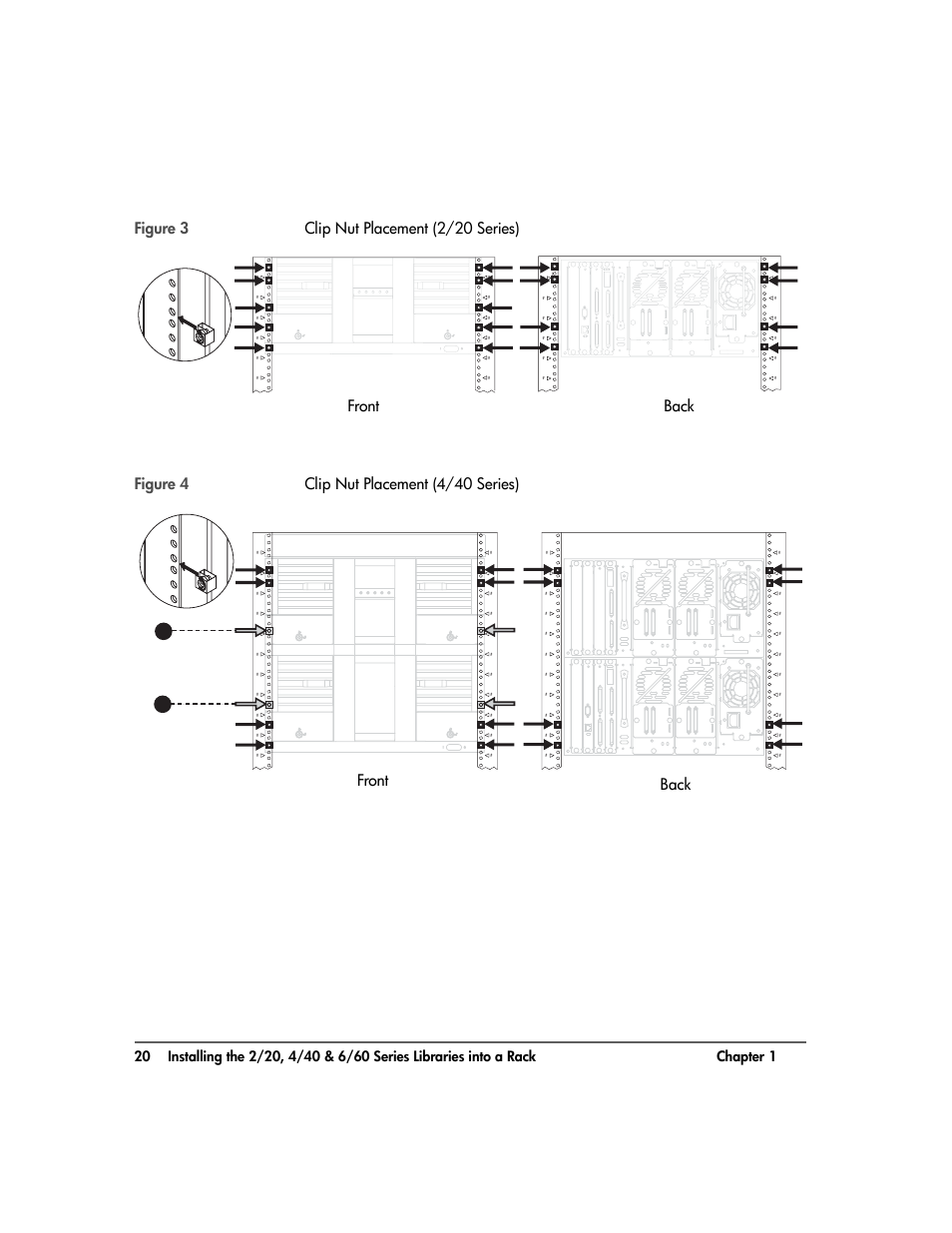 Figure 3, Figure 4, Front back | HP Surestore 10.100 Tape Library User Manual | Page 22 / 238