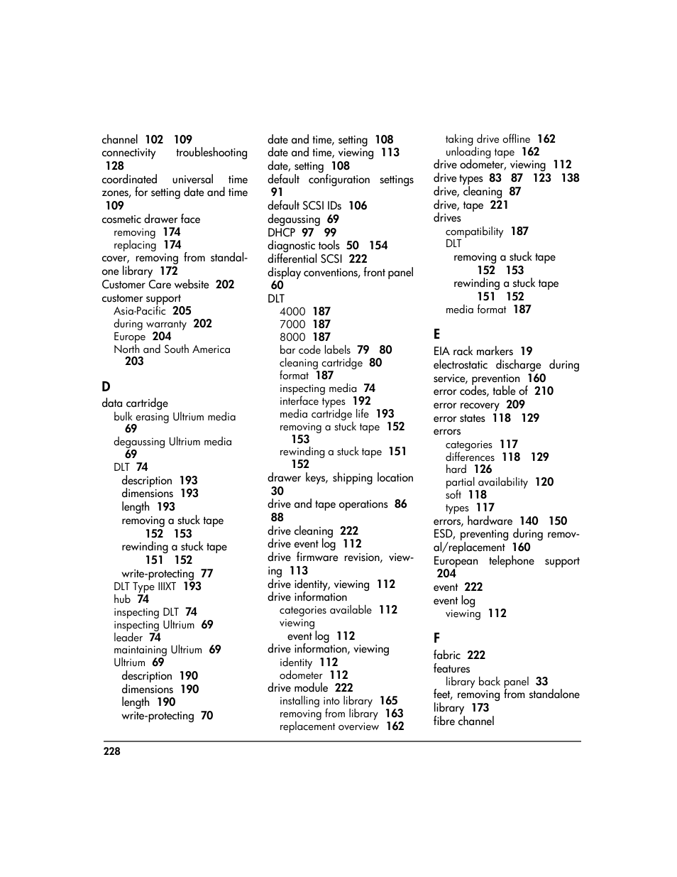 HP Surestore 10.100 Tape Library User Manual | Page 230 / 238