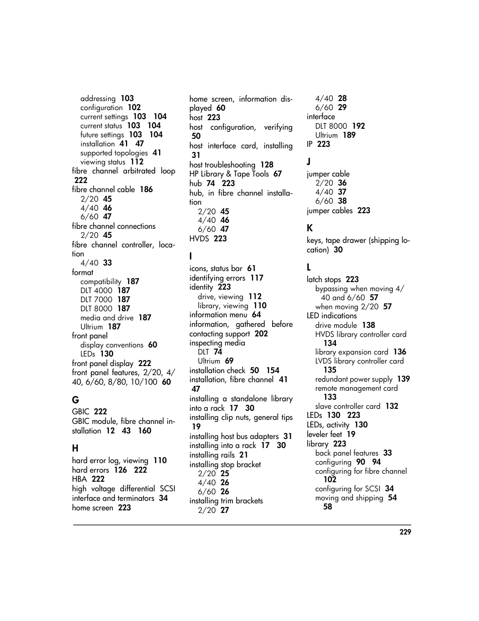 HP Surestore 10.100 Tape Library User Manual | Page 231 / 238