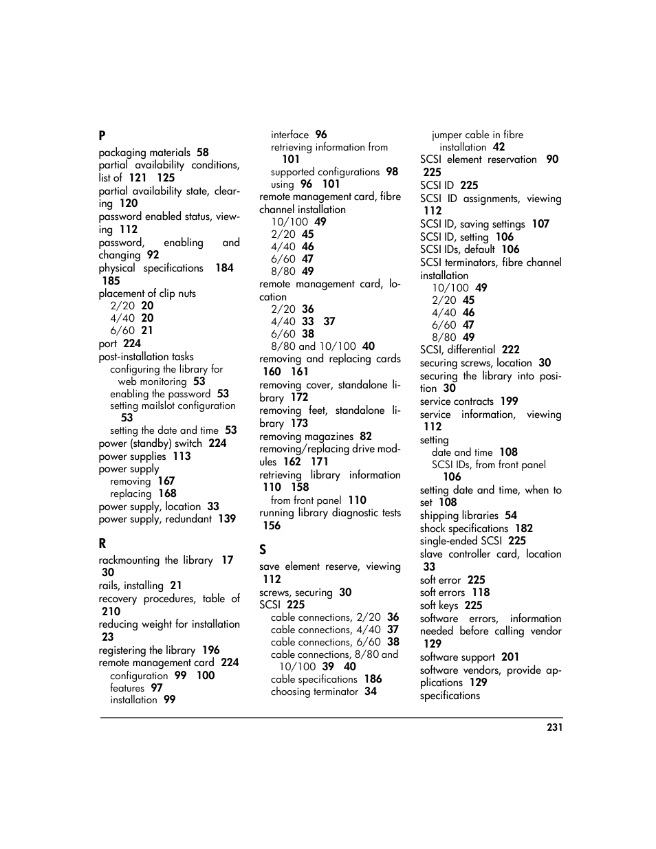 HP Surestore 10.100 Tape Library User Manual | Page 233 / 238