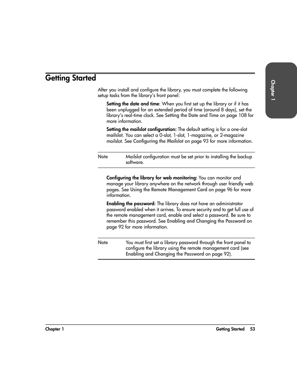 Getting started, Getting started 53 | HP Surestore 10.100 Tape Library User Manual | Page 55 / 238