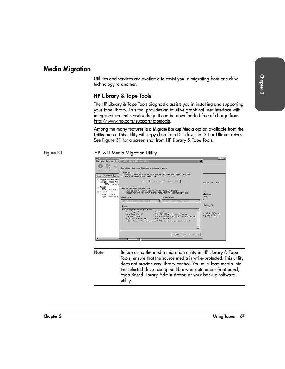 Media migration, Hp library & tape tools, Media migration 67 | Hp library & tape tools 67 | HP Surestore 10.100 Tape Library User Manual | Page 69 / 238