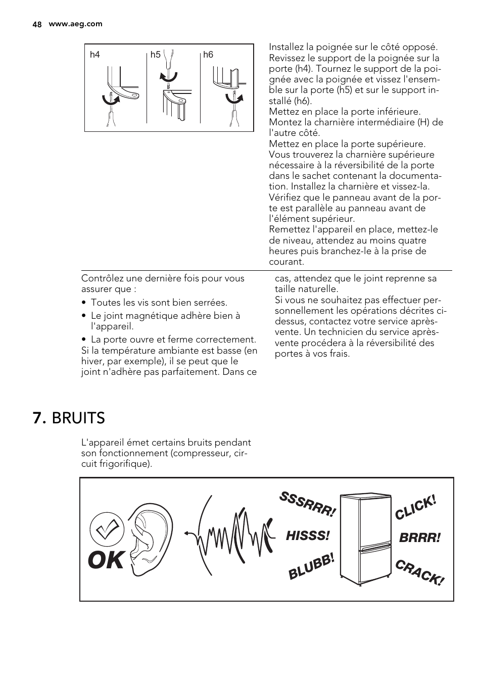 Bruits | AEG S74300DSM0 User Manual | Page 48 / 72