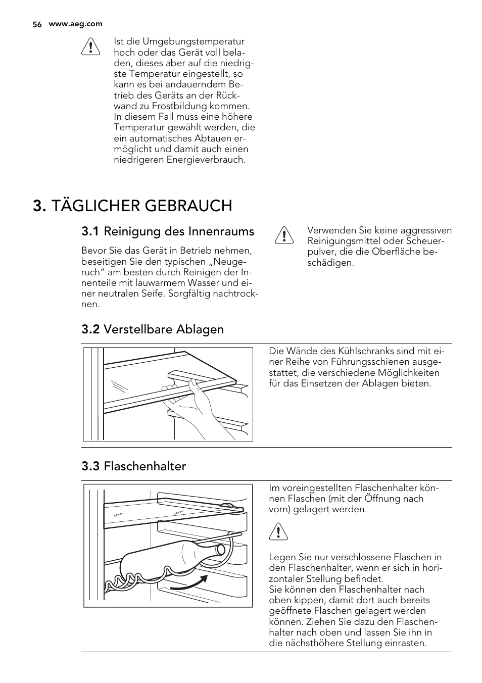 Täglicher gebrauch | AEG S74300DSM0 User Manual | Page 56 / 72