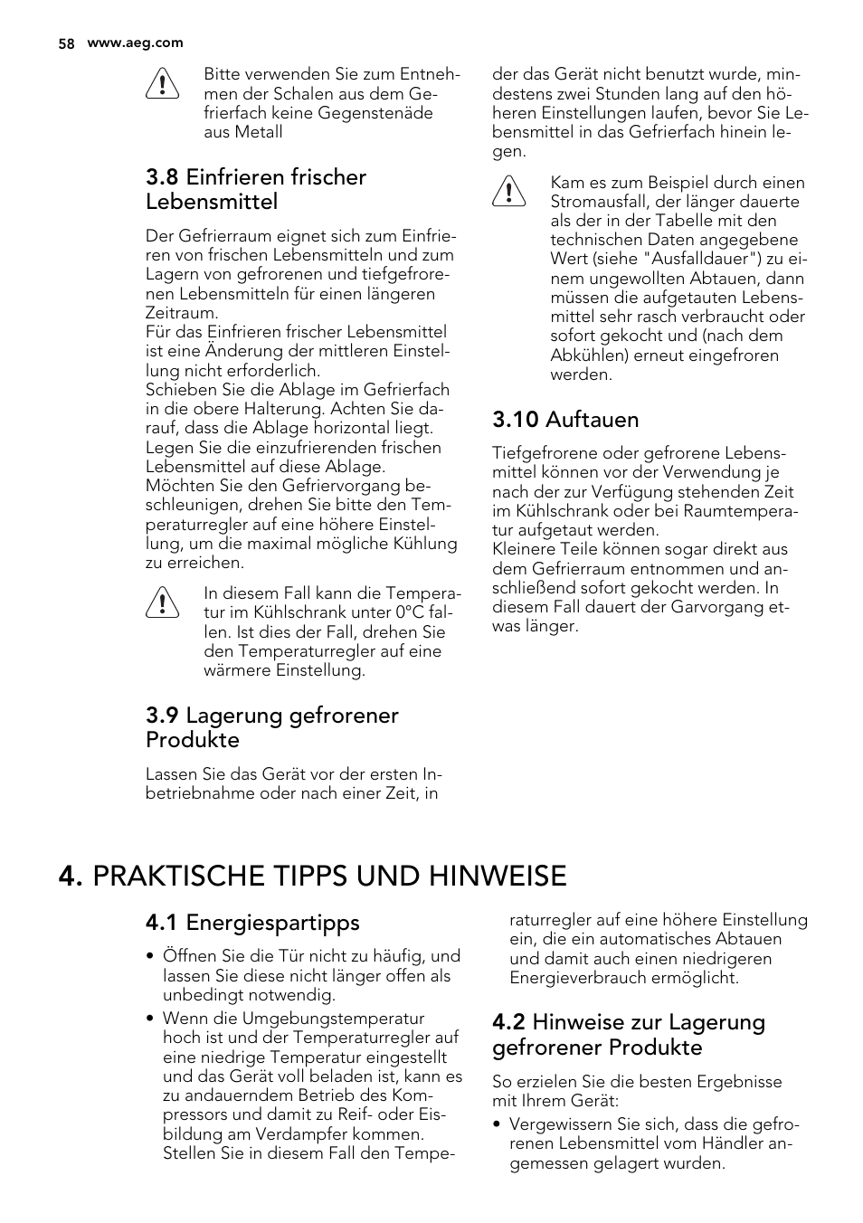 Praktische tipps und hinweise | AEG S74300DSM0 User Manual | Page 58 / 72