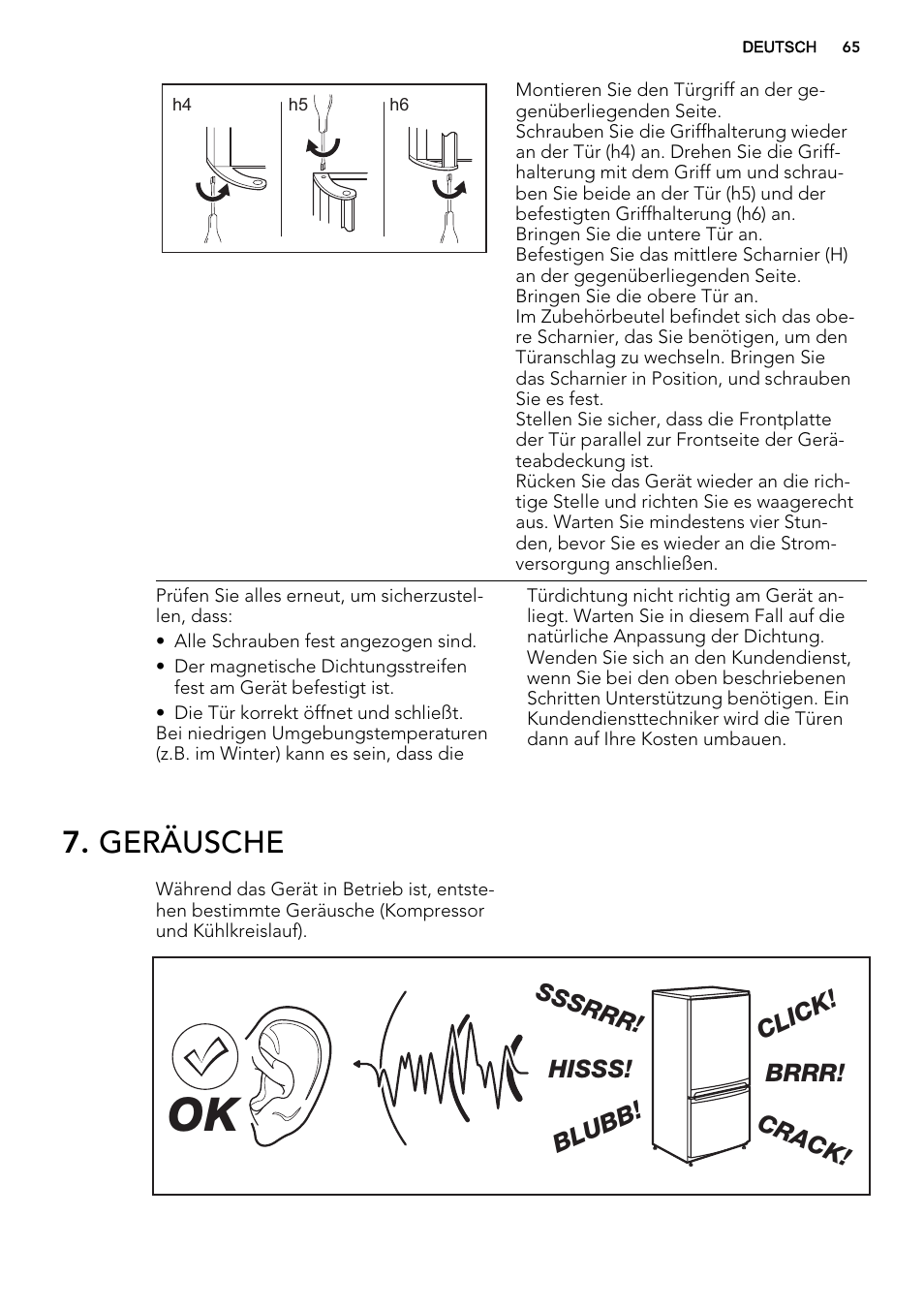 Geräusche | AEG S74300DSM0 User Manual | Page 65 / 72