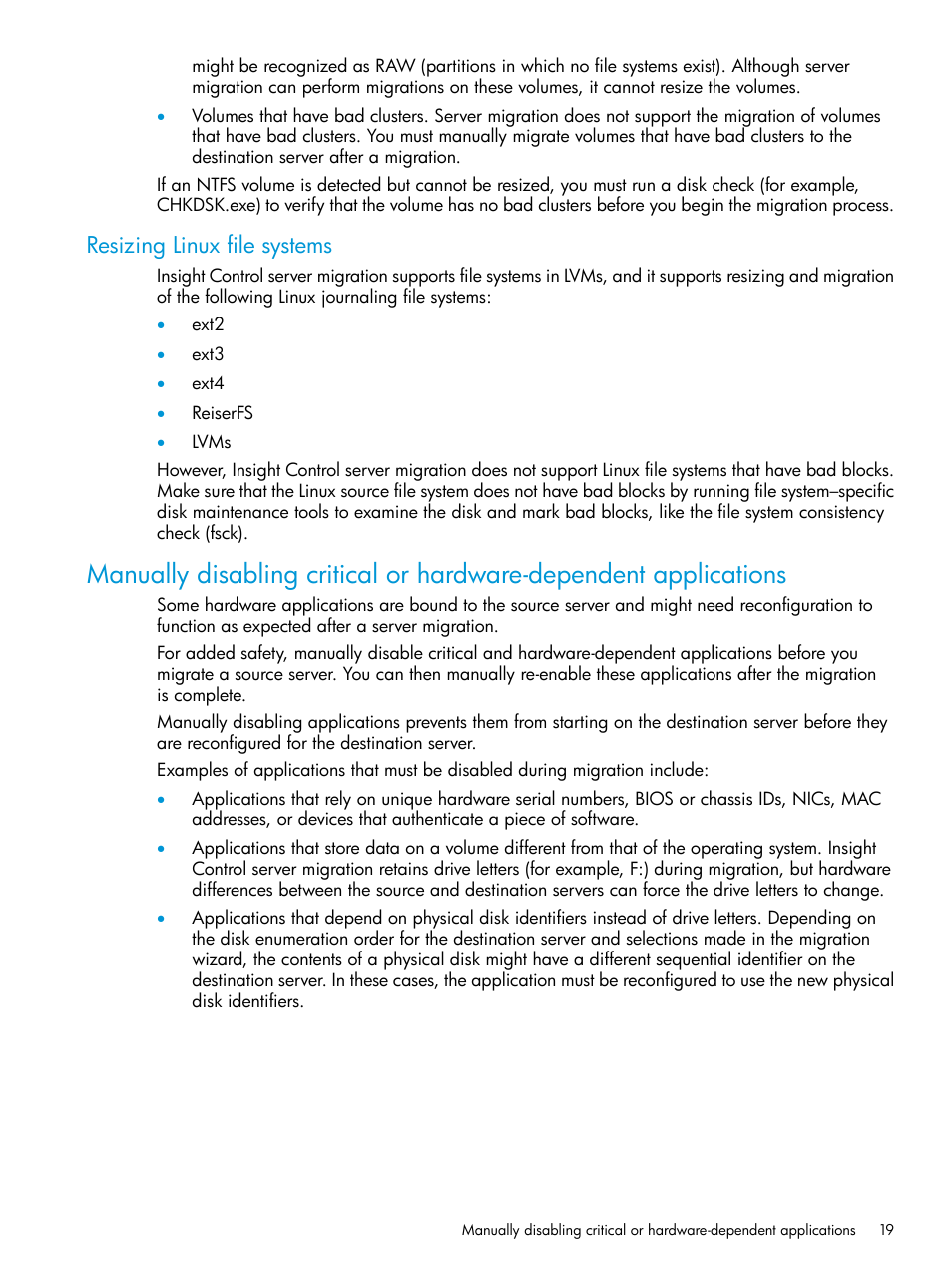 Resizing linux file systems | HP Insight Foundation Software for ProLiant User Manual | Page 19 / 87