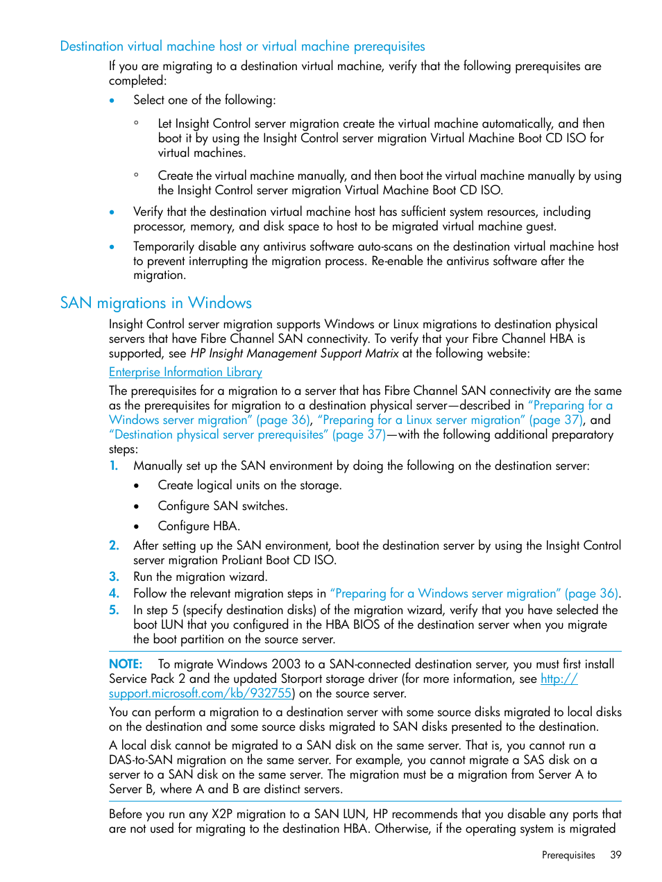 San migrations in windows | HP Insight Foundation Software for ProLiant User Manual | Page 39 / 87