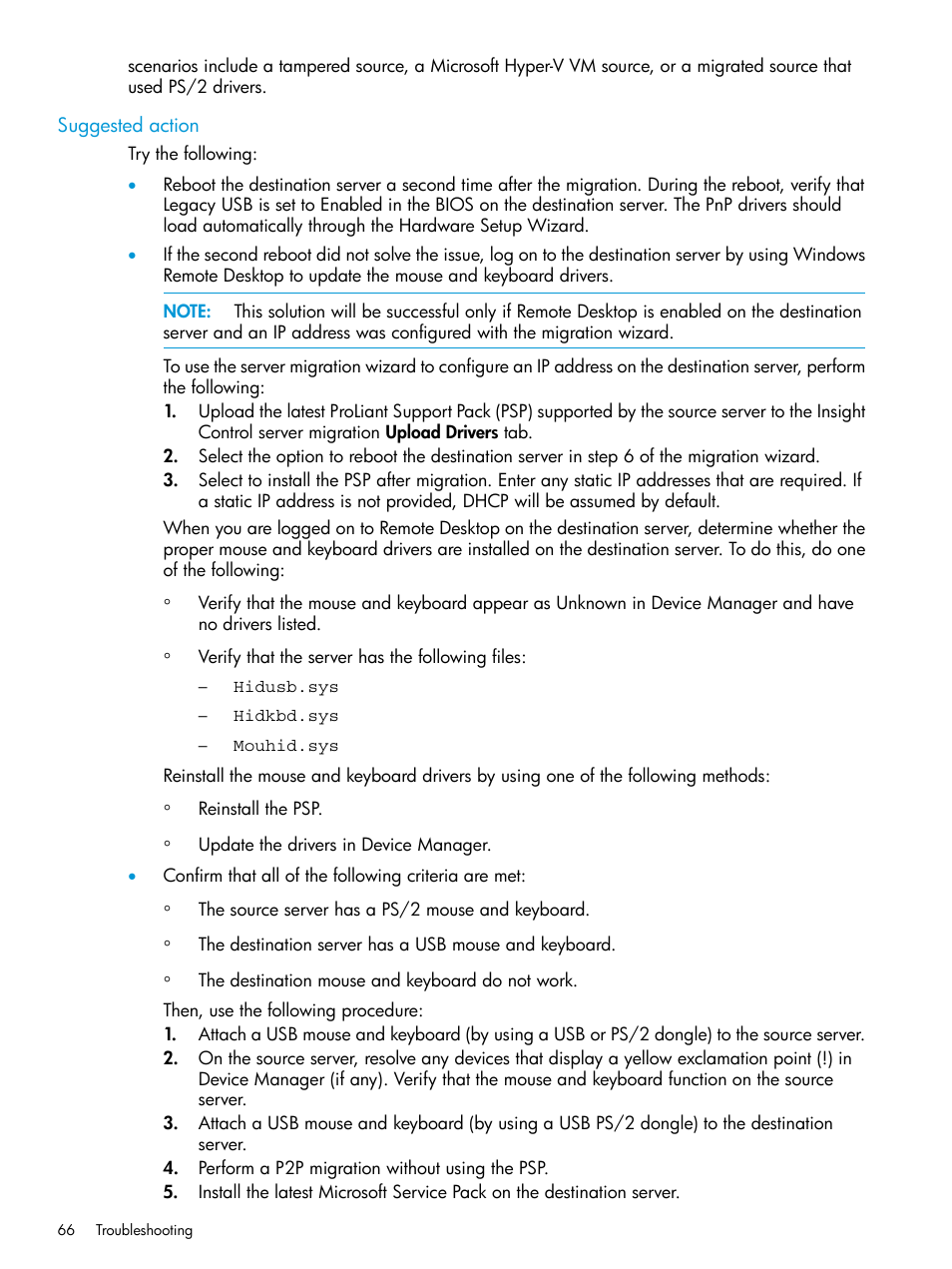 Suggested action | HP Insight Foundation Software for ProLiant User Manual | Page 66 / 87