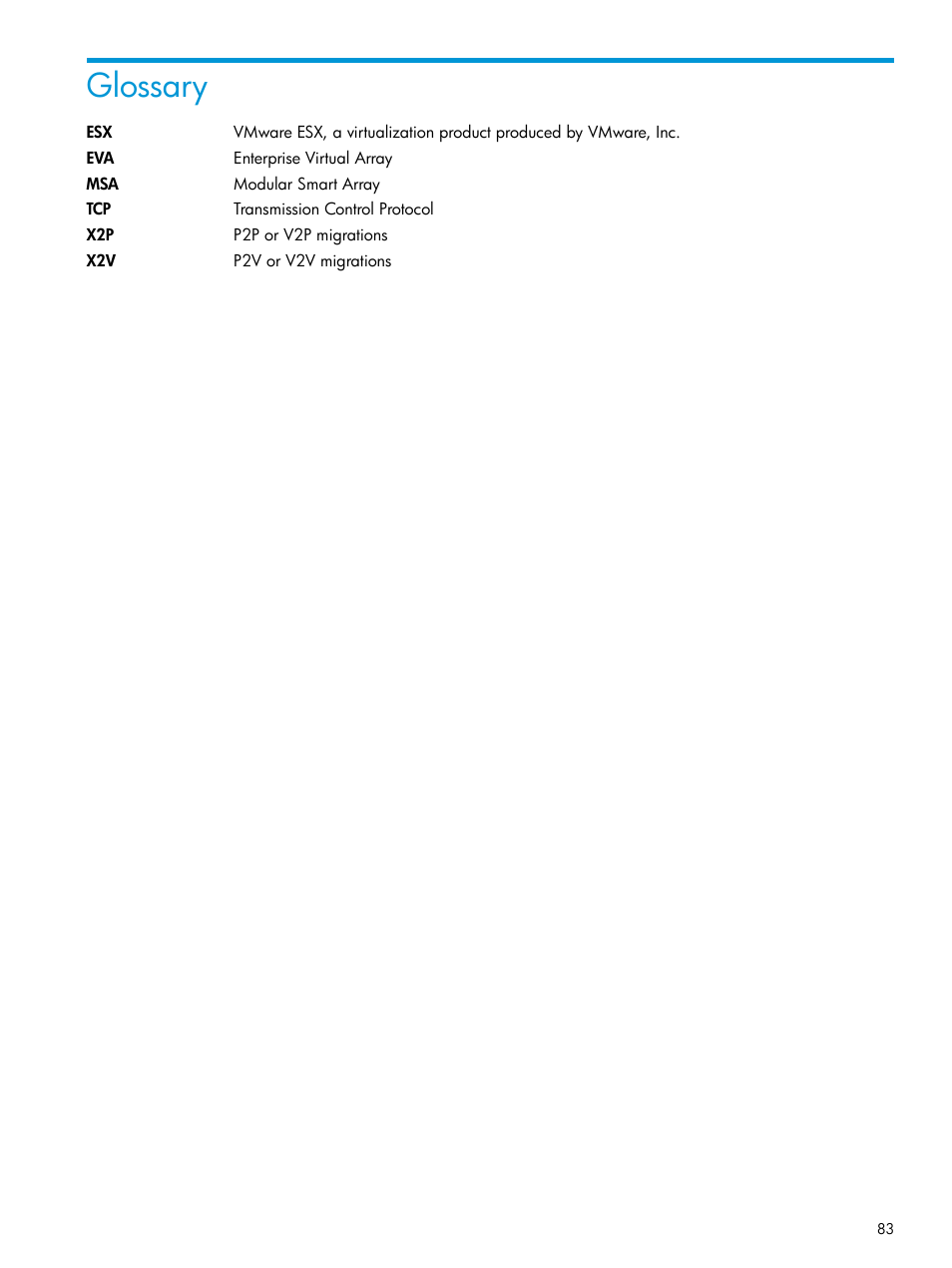 Glossary | HP Insight Foundation Software for ProLiant User Manual | Page 83 / 87