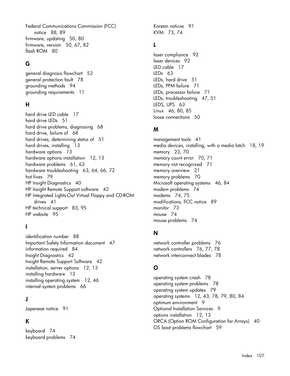 HP ProLiant ML110 G6 Server User Manual | Page 107 / 109