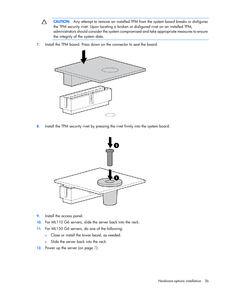 HP ProLiant ML110 G6 Server User Manual | Page 36 / 109