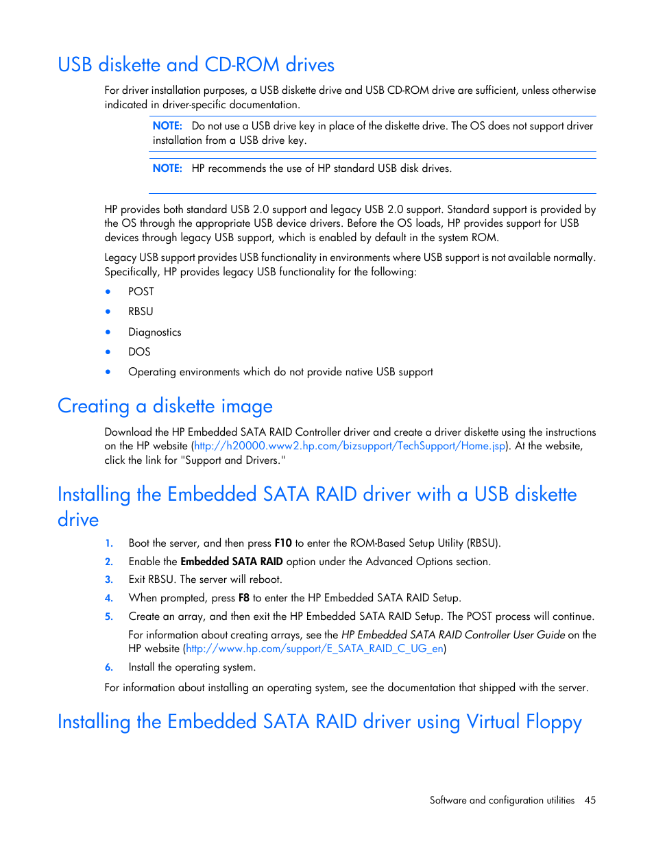 Usb diskette and cd-rom drives, Creating a diskette image | HP ProLiant ML110 G6 Server User Manual | Page 45 / 109