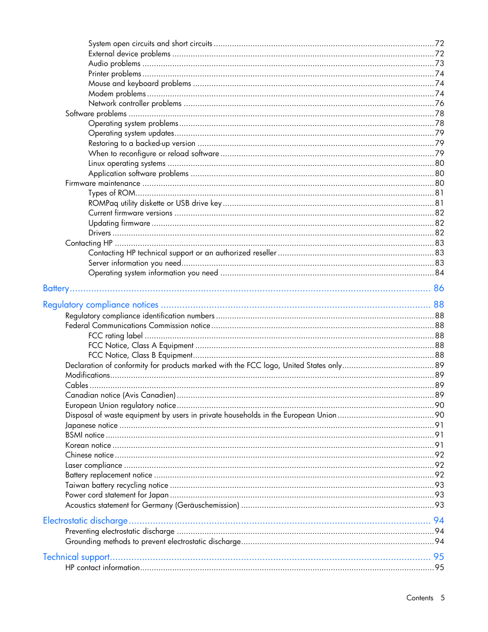 HP ProLiant ML110 G6 Server User Manual | Page 5 / 109