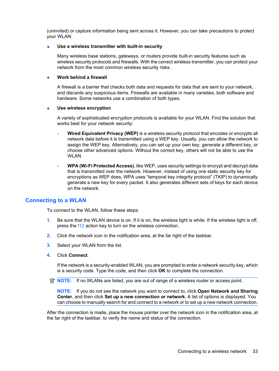 Connecting to a wlan | HP Mini 210-1020EH PC User Manual | Page 41 / 93
