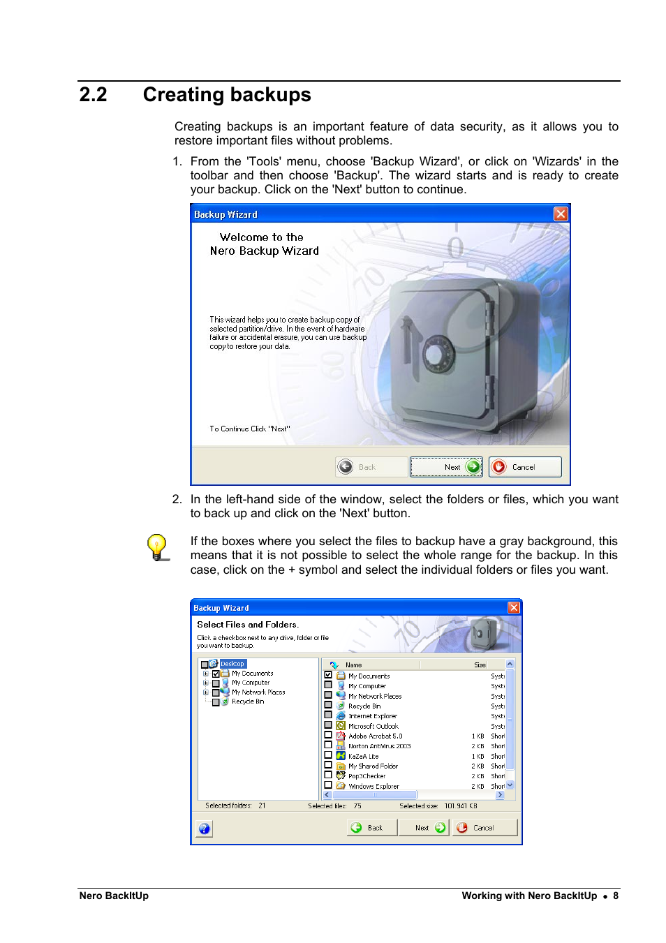 Creating backups, 2 creating backups | HP CD52 External CD-Writer Series User Manual | Page 8 / 26