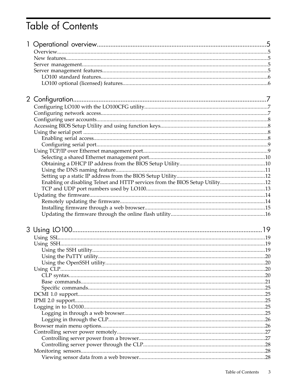 HP Lights-Out 100 Remote Management User Manual | Page 3 / 62