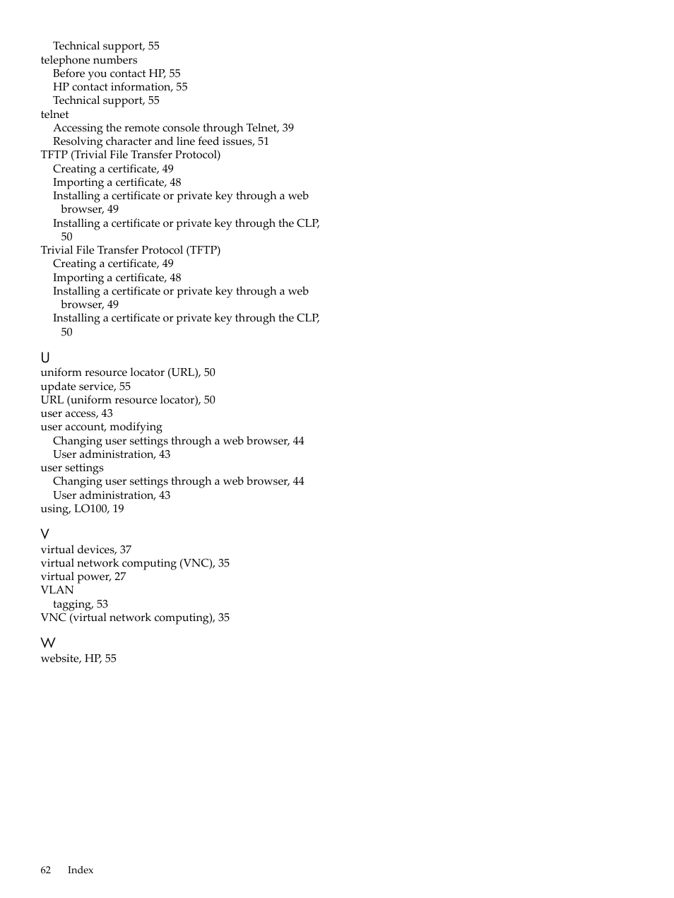 HP Lights-Out 100 Remote Management User Manual | Page 62 / 62