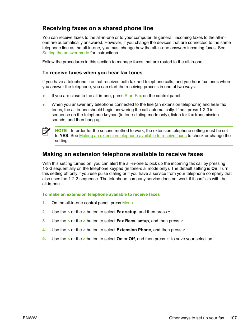 Receiving faxes on a shared phone line, To receive faxes when you hear fax tones | HP LaserJet 3055 User Manual | Page 125 / 430