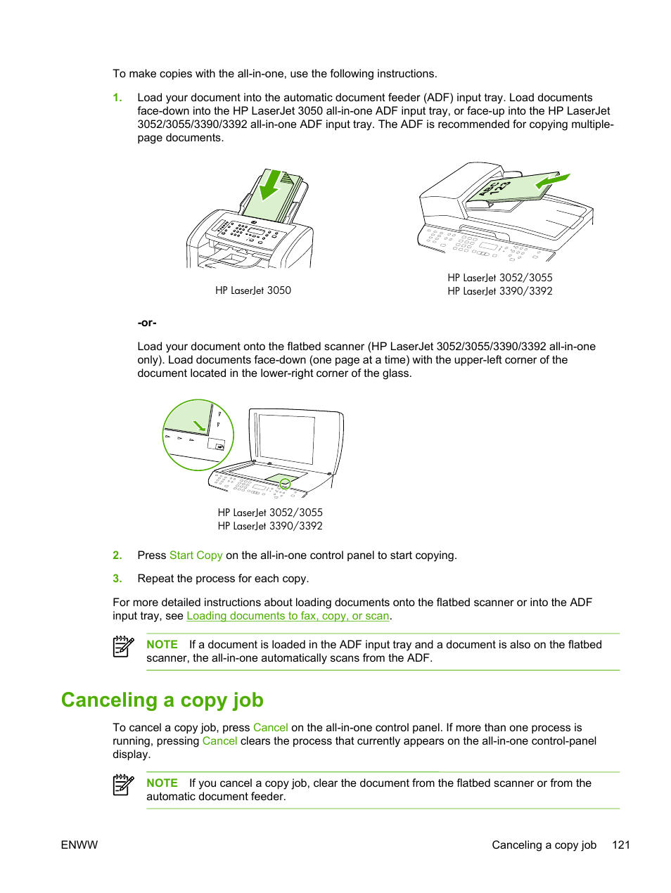 Canceling a copy job | HP LaserJet 3055 User Manual | Page 139 / 430