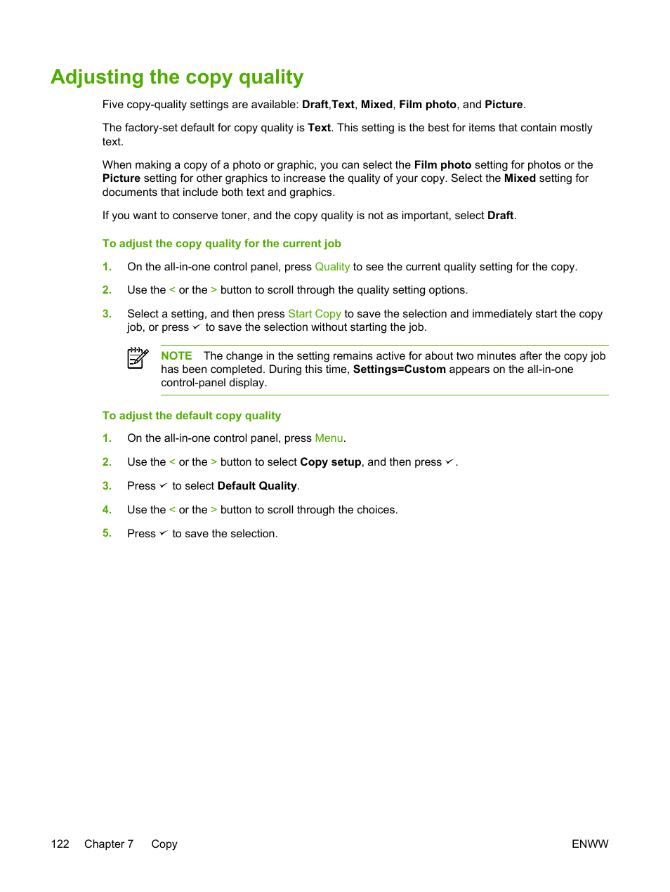 Adjusting the copy quality | HP LaserJet 3055 User Manual | Page 140 / 430