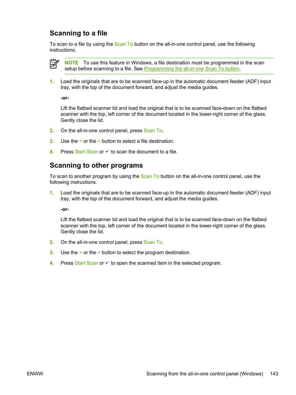 Scanning to a file, Scanning to other programs, Scanning to a file scanning to other programs | HP LaserJet 3055 User Manual | Page 161 / 430