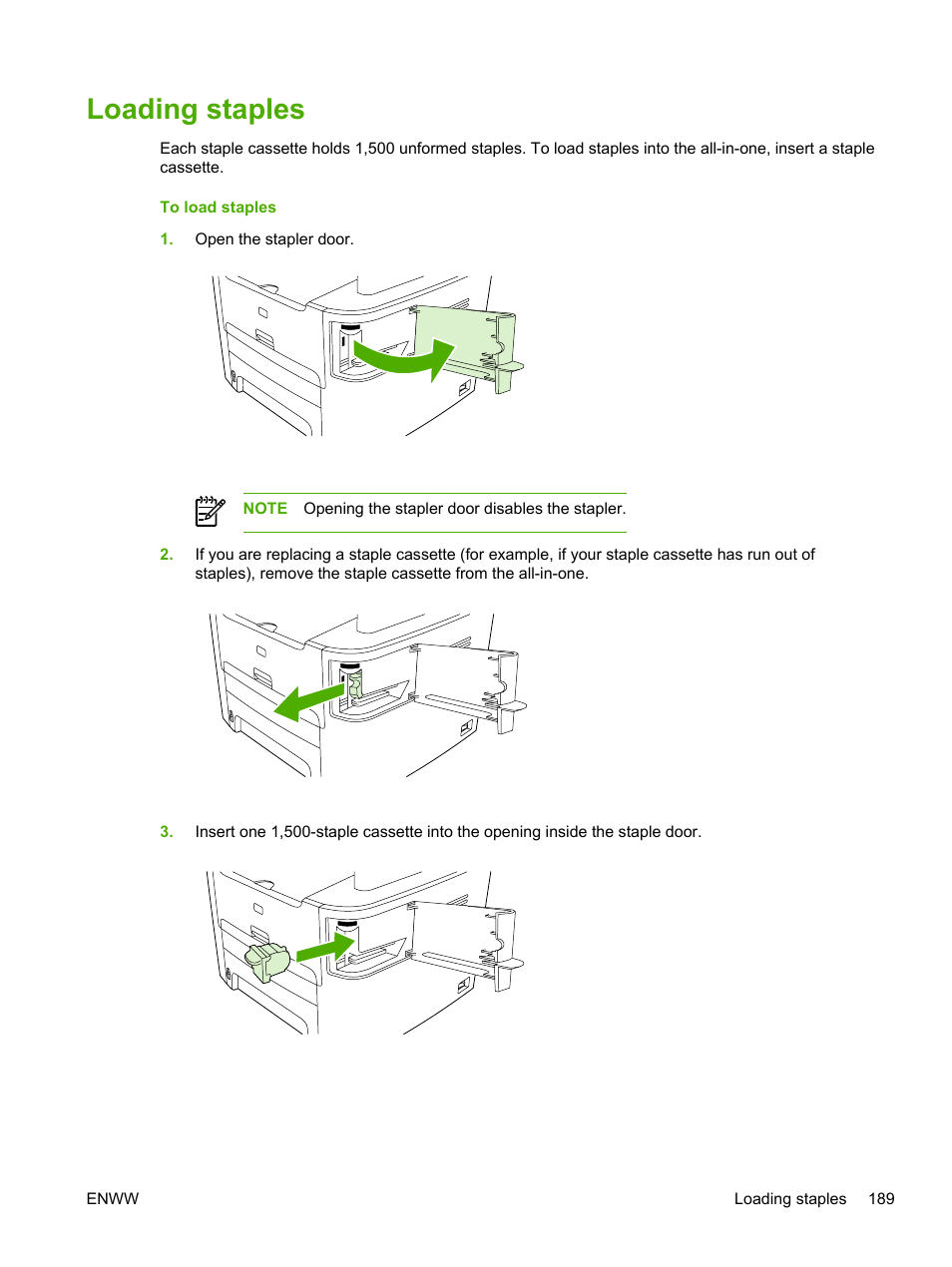 Loading staples | HP LaserJet 3055 User Manual | Page 207 / 430