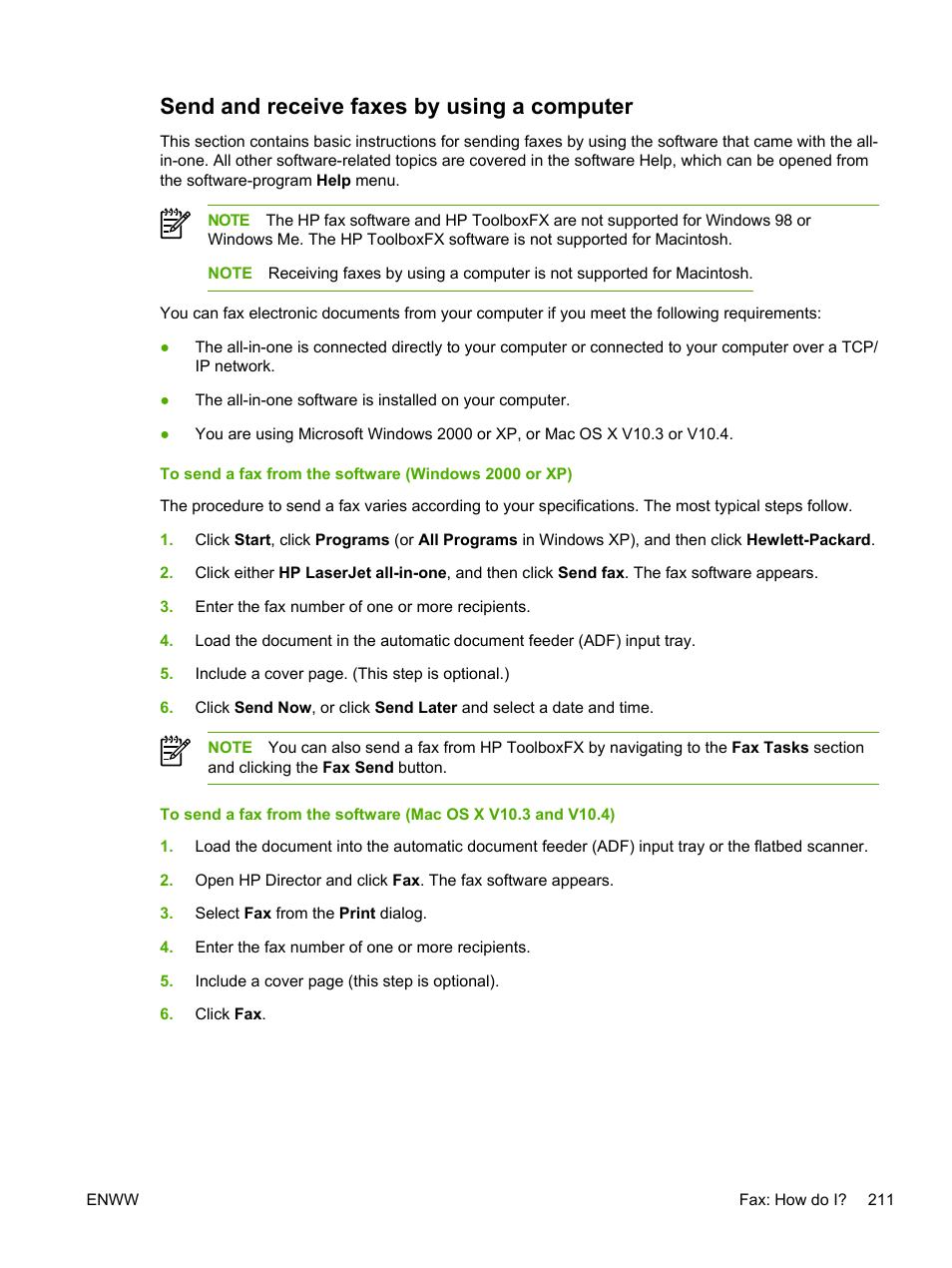 Send and receive faxes by using a computer | HP LaserJet 3055 User Manual | Page 229 / 430