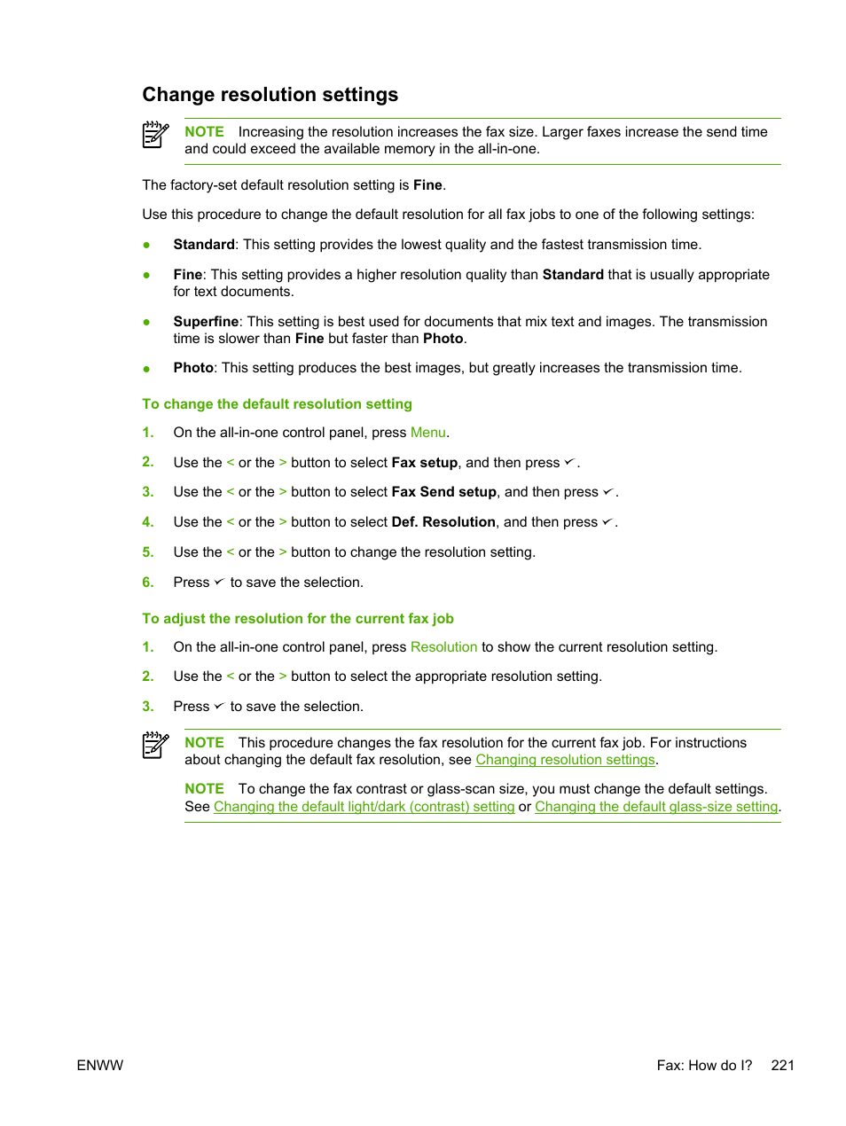 Change resolution settings | HP LaserJet 3055 User Manual | Page 239 / 430