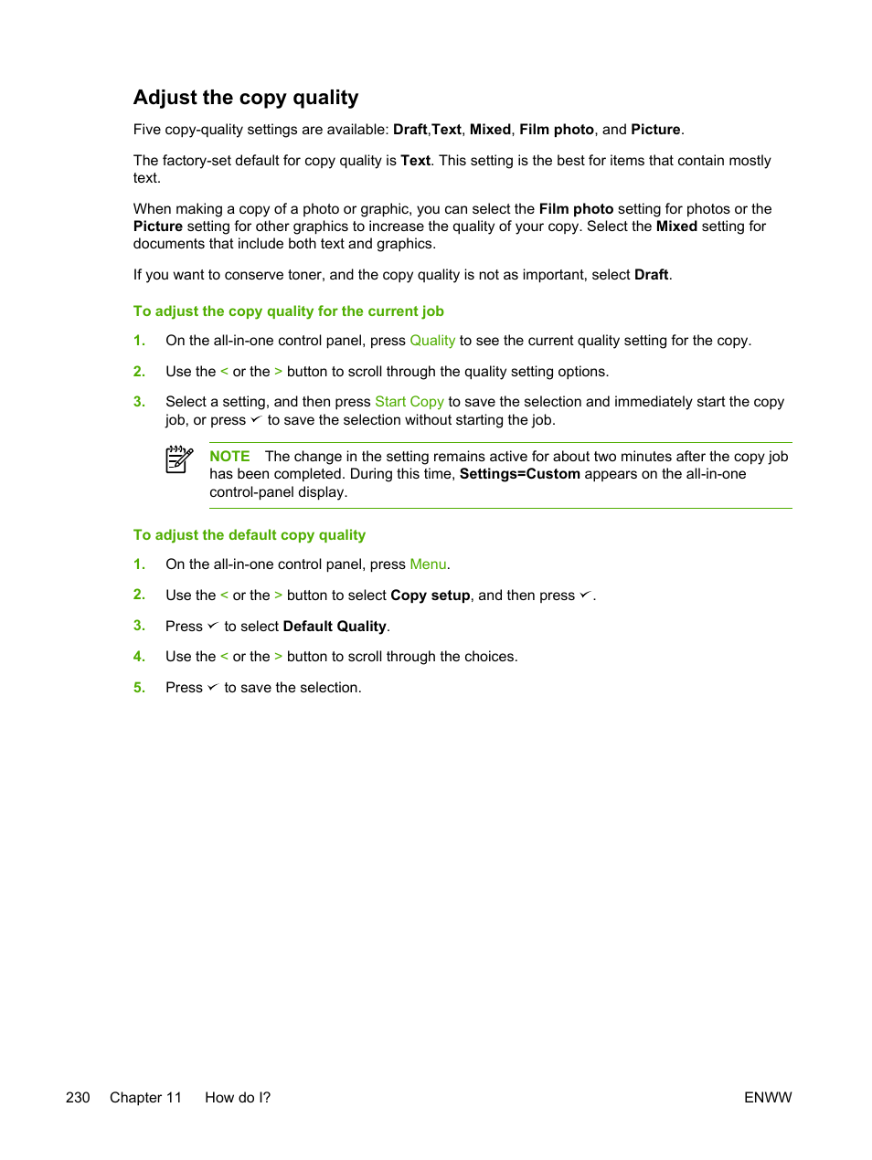 Adjust the copy quality | HP LaserJet 3055 User Manual | Page 248 / 430