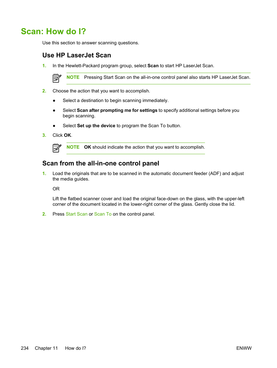 Scan: how do i, Use hp laserjet scan, Scan from the all-in-one control panel | HP LaserJet 3055 User Manual | Page 252 / 430