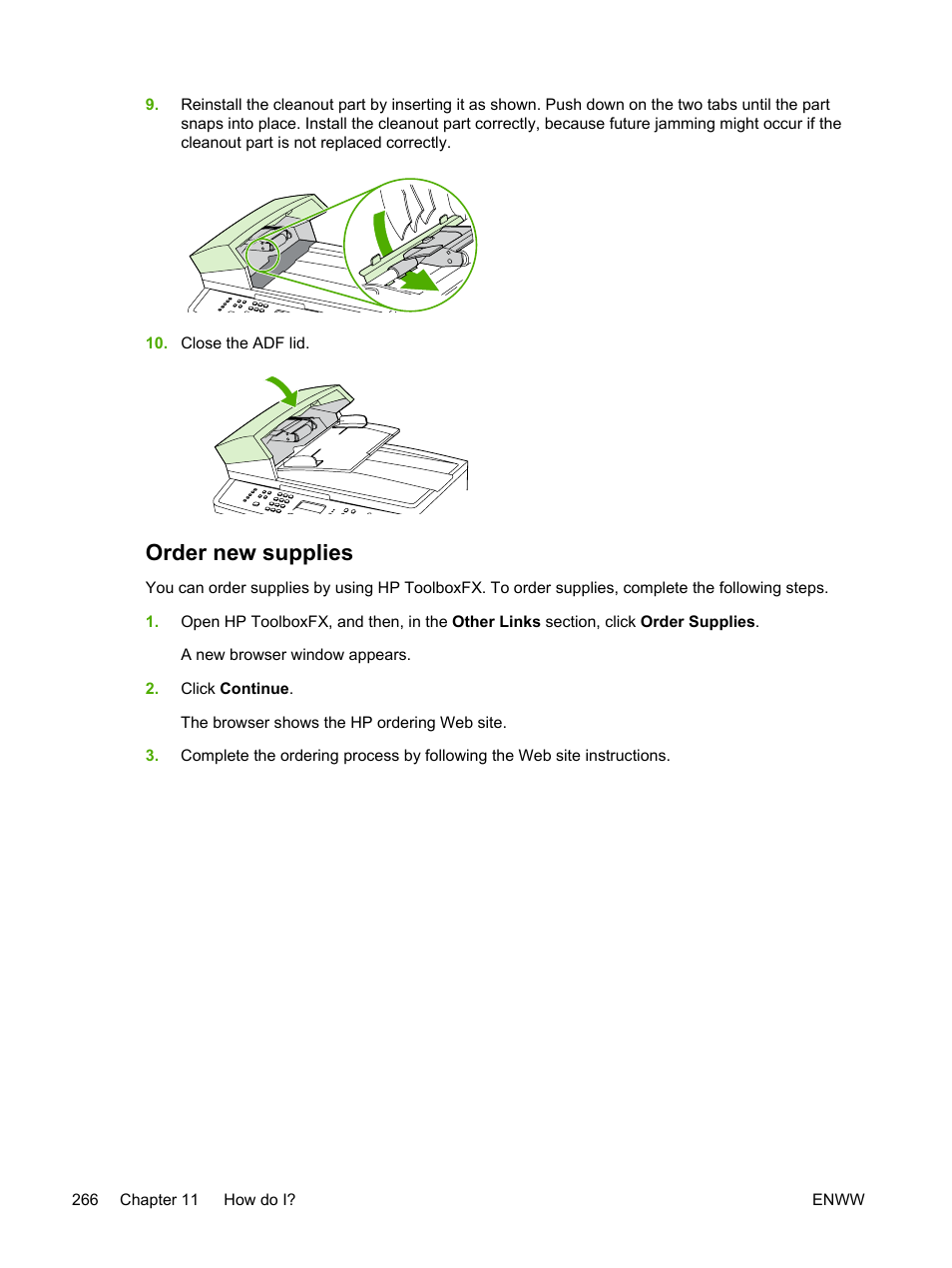 Order new supplies | HP LaserJet 3055 User Manual | Page 284 / 430