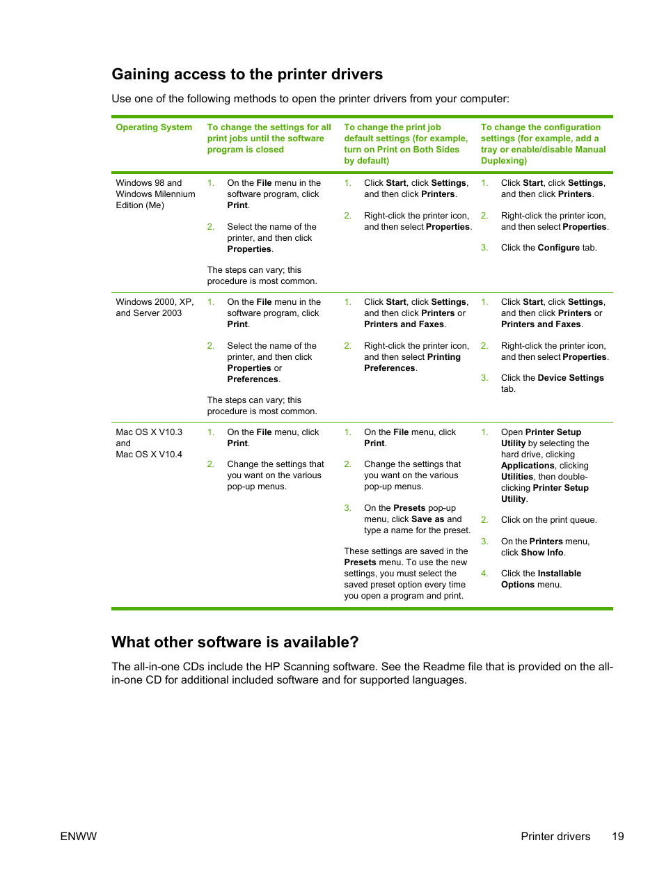 Gaining access to the printer drivers, What other software is available | HP LaserJet 3055 User Manual | Page 37 / 430